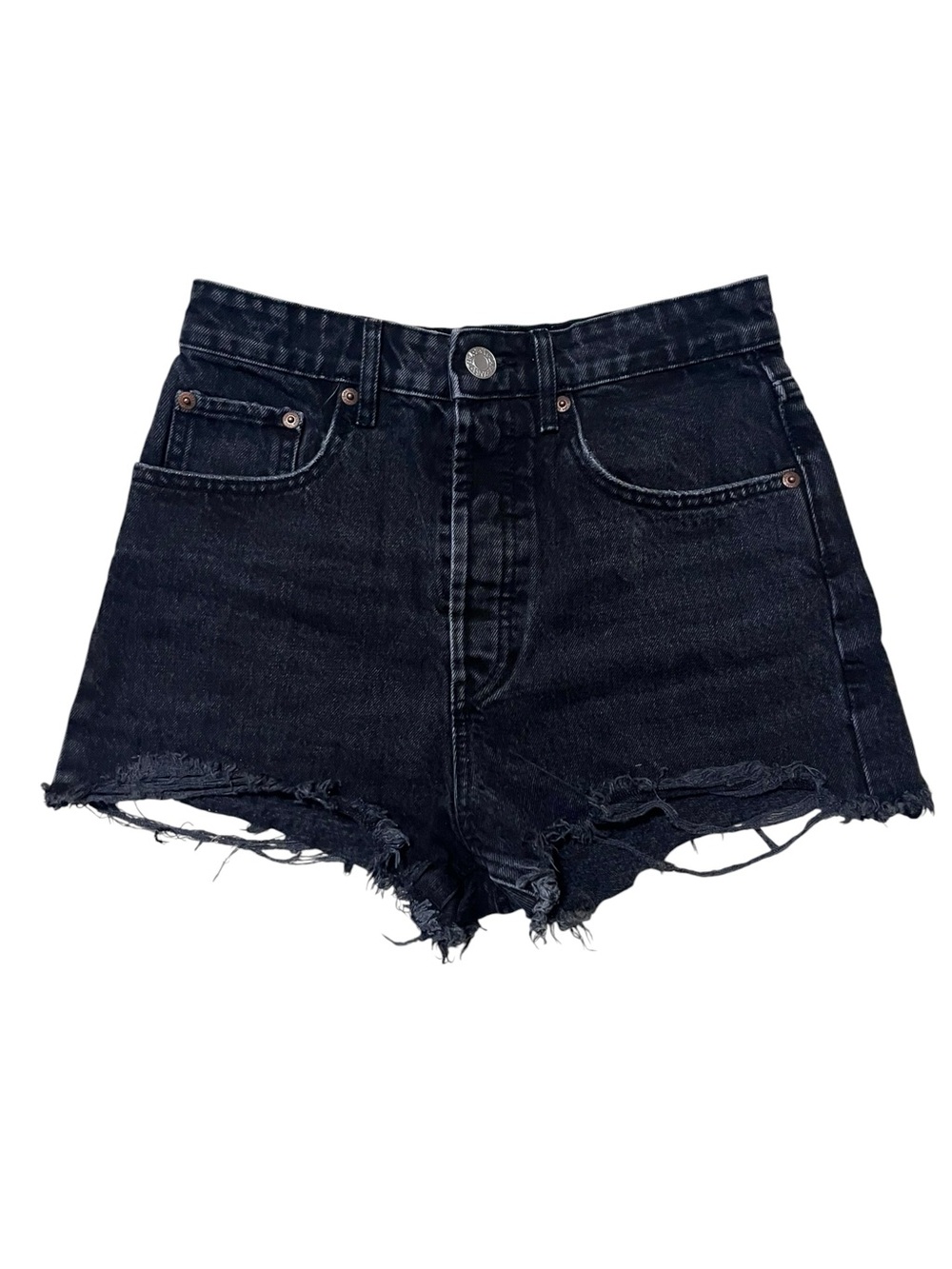 Zara Women's Black Distressed Denim Shorts